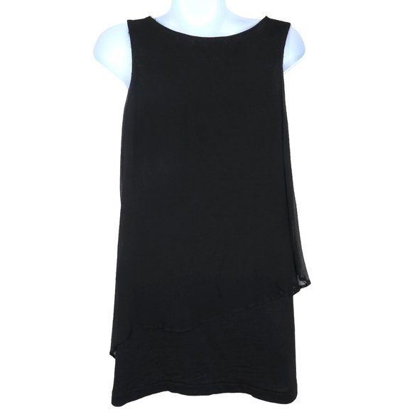 Vintage Elizabeth & James Layered Tunic Tank Top S Black Silk Cotton Small Snags - Picture 12 of 16